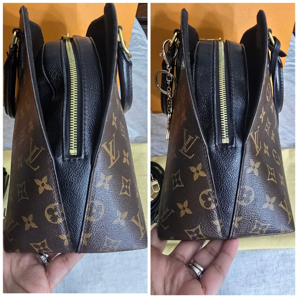 Louis Vuitton Brown Monogram Alma PM Satchel with Black Handles